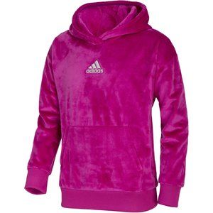 ADIDAS Girls Soft Fleece Pullover Hoodie Sweatshirt Sherpa Fuchsia XL 14-16 NWT